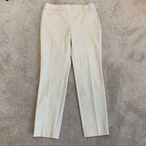 TALBOTS CHATHAM ANKLE PANTS Beige Cream Sz 6 - Picture 2 of 10